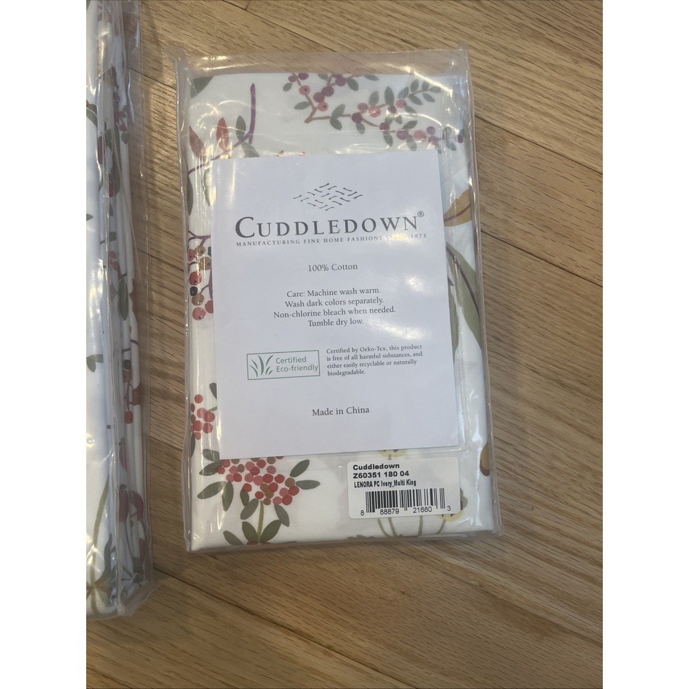 Cuddledown LENORA King Sheet Set 100% Cotton Leaves Berries, Fall Cottagecore - Picture 7 of 10